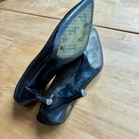 Calvin Klein Dolly Kidskin Classic Black Shiny Snake Pumps Size 9.5M Style E3706 - Picture 10 of 12